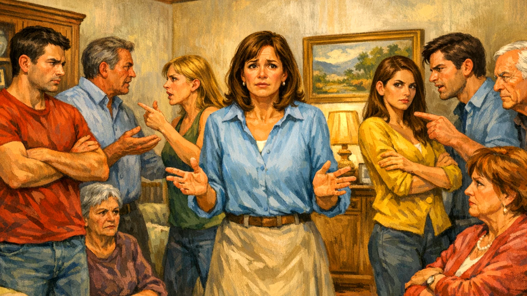 Una mamma affronta tensioni e conflitti con i suoceri o con la propria famiglia d'origine riguardo all'educazione e alle scelte di vita del figlio giovane adulto, creando divisioni familiari e mettendo a rischio le relazioni"