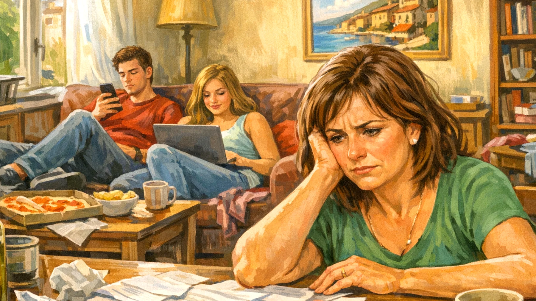 Una mamma fatica a stabilire regole e limiti chiari con i suoi figli giovani adulti, che pur essendo maggiorenni continuano a vivere in casa senza rispettare orari, responsabilità domestiche o contribuire alle spese familiari, generando tensioni e conflitti ricorrenti."