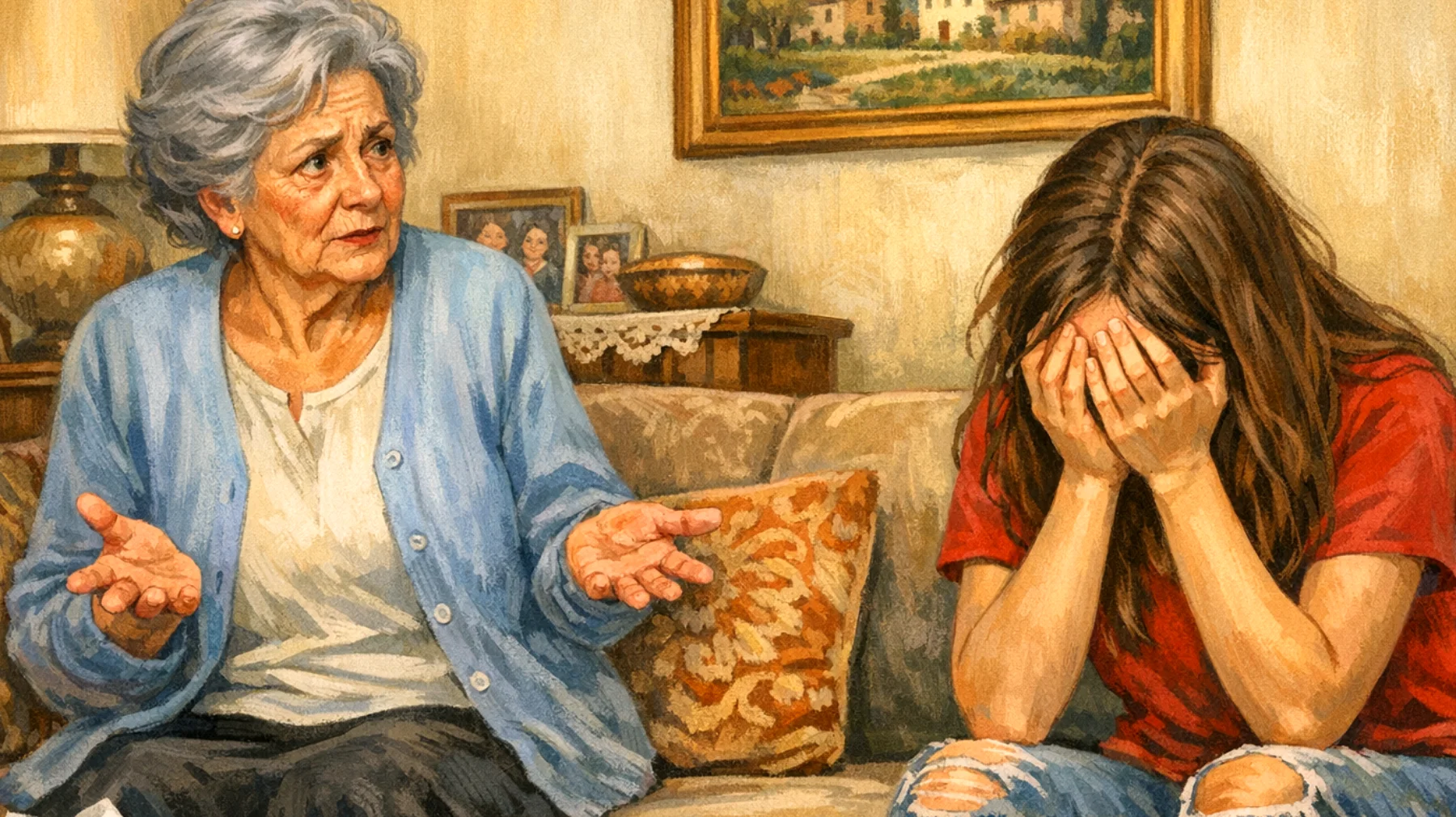 Nonna in difficoltà nel gestire le crisi emotive della nipote adolescente che alterna momenti di rabbia improvvisa a episodi di pianto inconsolabile, senza riuscire a comprenderne le cause né a offrire un supporto adeguato"