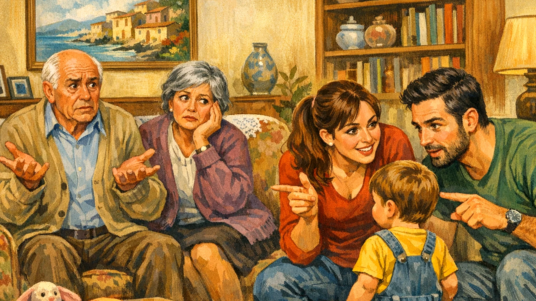 I nonni faticano a comprendere e accettare i metodi educativi moderni utilizzati con i bambini piccoli, creando tensioni con i genitori e confusione nei nipoti che ricevono messaggi contraddittori tra approcci educativi tradizionali e contemporanei"