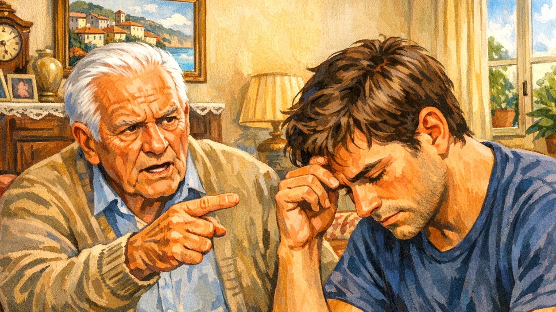 Il nonno esercita pressioni eccessive sul nipote giovane adulto riguardo alle scelte di carriera, agli studi universitari o alle aspettative di successo professionale, creando tensioni e senso di inadeguatezza"