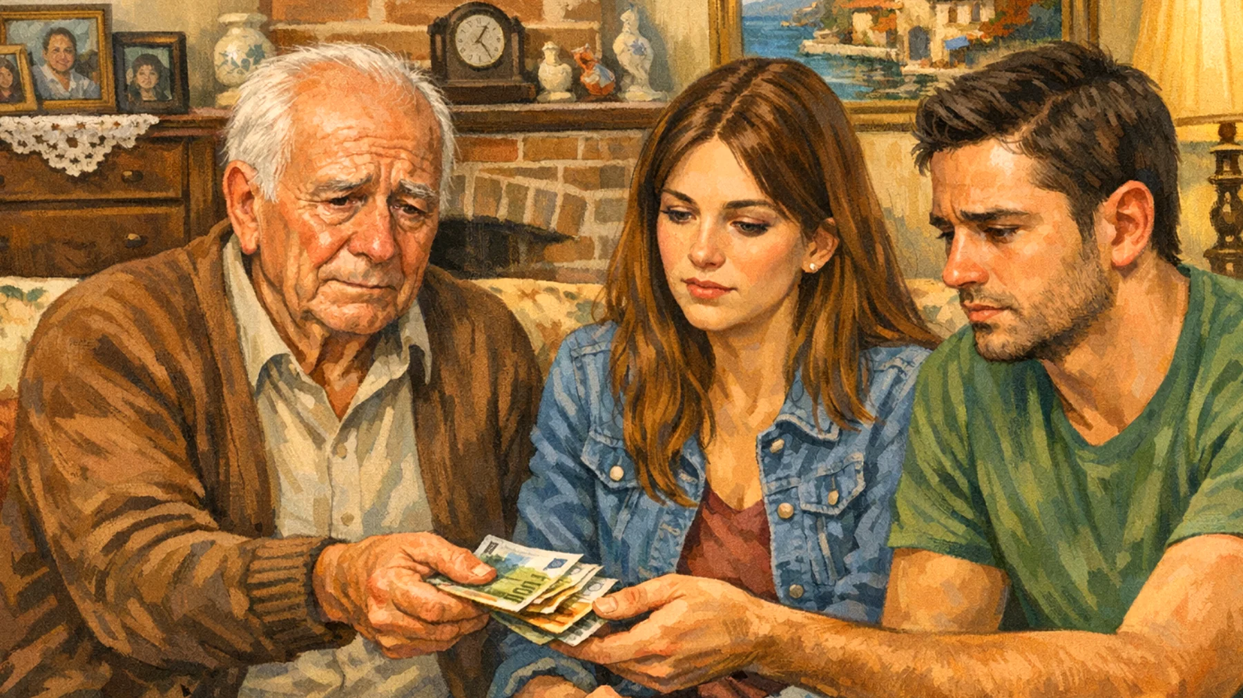 Un nonno che fatica a stabilire confini sani con i nipoti giovani adulti, cedendo costantemente alle loro richieste economiche o di favori per paura di essere rifiutato o di perdere il loro affetto"